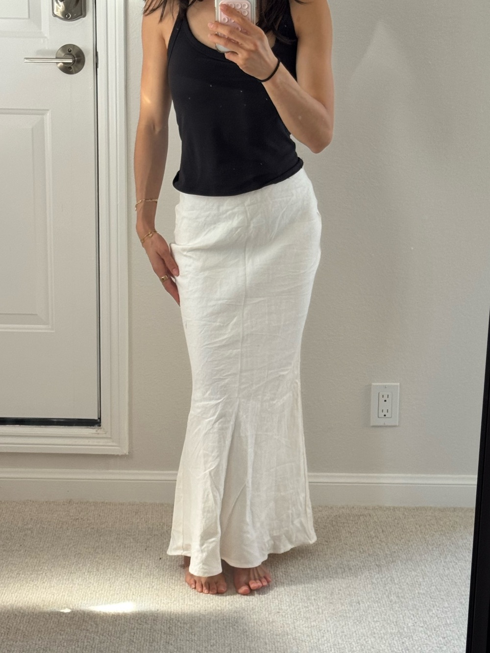 Anthropologie white Maxi Linen Skirt - Classic Women's Skirt